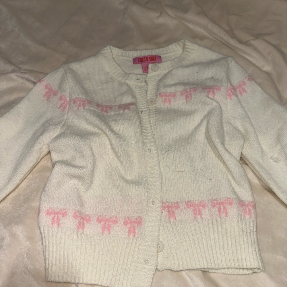 Cool & Soft Women's Cream Cardigan with Pink Accents